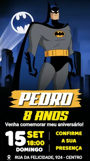 Convite de Aniversário Batman: Modelo Digital Editável