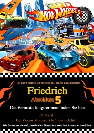 Hot Wheels Geburtstagseinladung zum Online Bearbeiten
