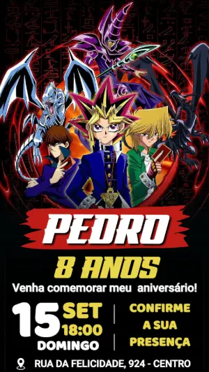 Convite de Aniversário Yu-Gi-Oh Editável Online