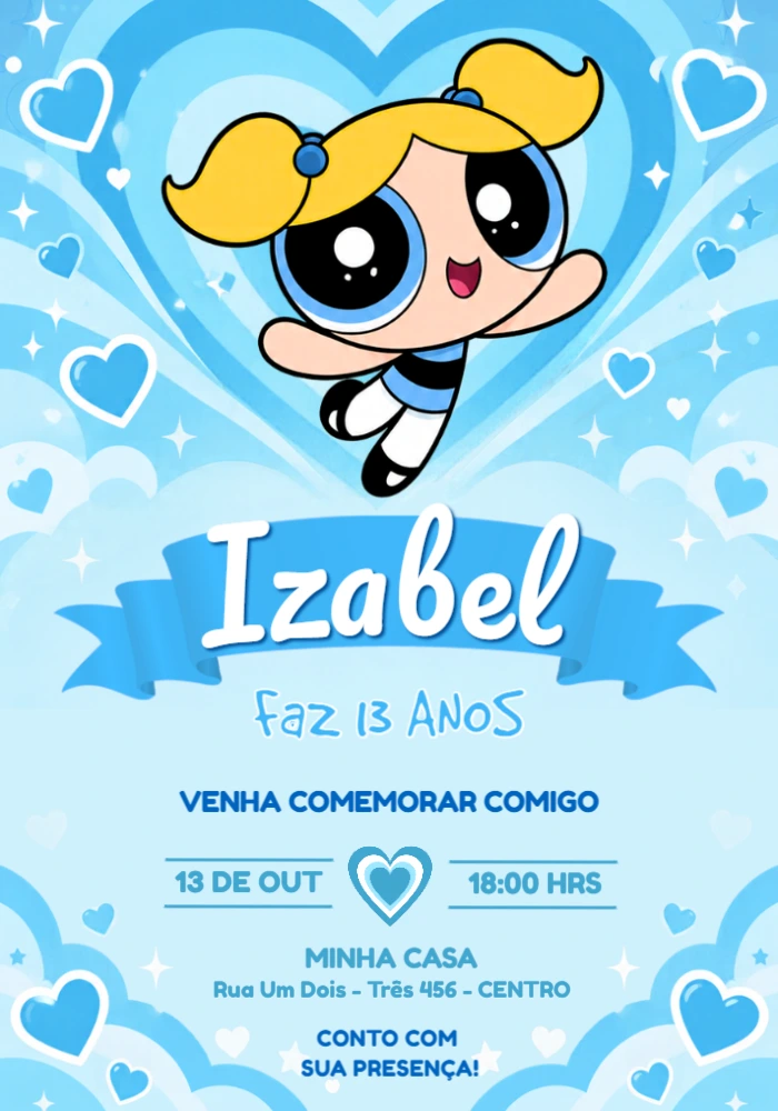 Convite de Aniversário Lindinha Meninas Super Poderosas Editável Convite de Aniversário Lindinha Meninas Super Poderosas Editável