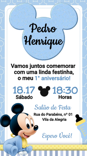 Mickey Mouse Birthday Invitation – Static – Festôu Convites