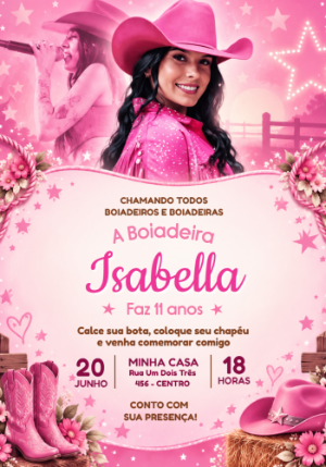 Convite de Aniversário Ana Castela Boiadeira para Editar