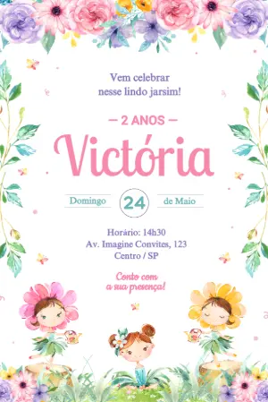 Convite de Aniversário Jardim das Fadas Editável
