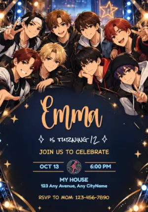 Stray Kids Birthday Invitation on Stage | Editable Template