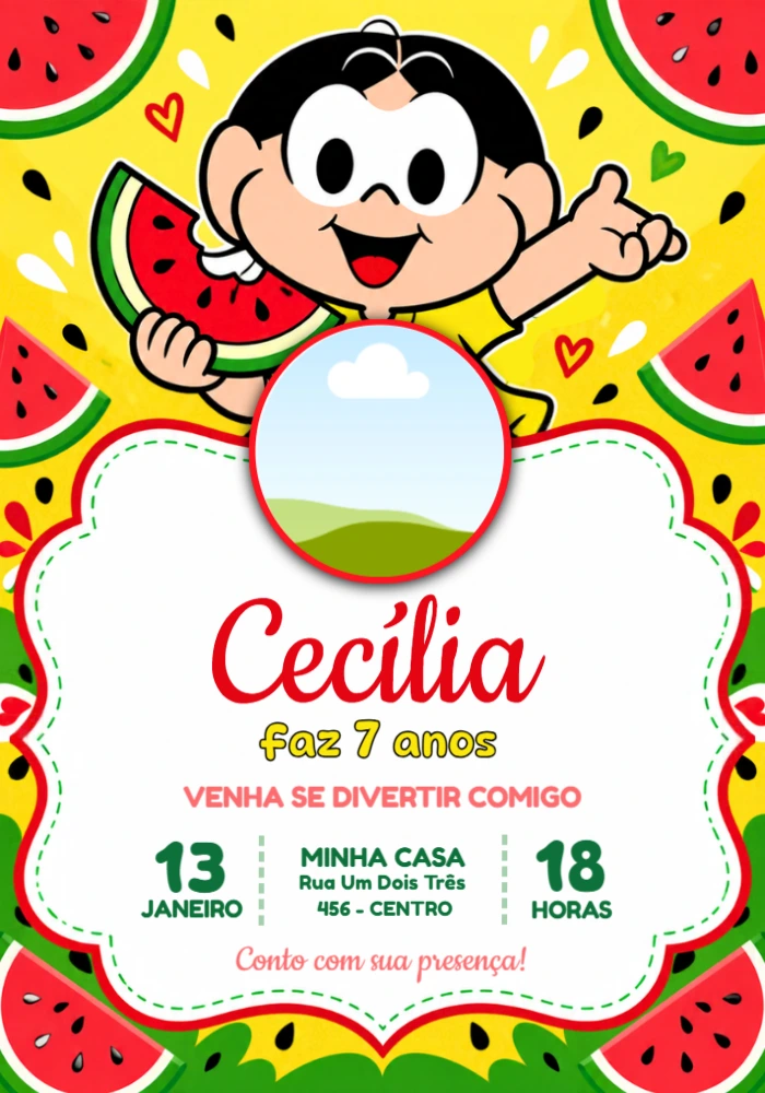 Convite de Aniversário Magali com Foto para Editar Online Convite de Aniversário Magali com Foto para Editar Online