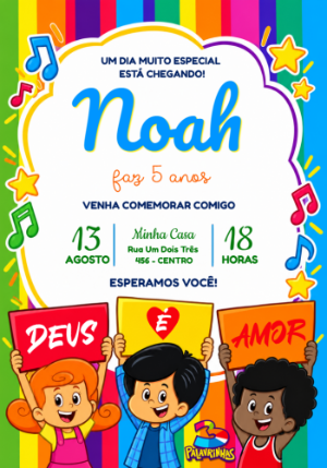 Convite de Aniversário 3 Palavrinhas Editável