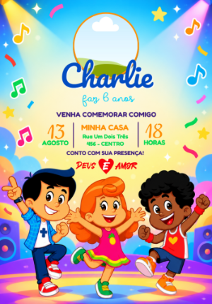 Convite de Aniversário 3 Palavrinhas com Foto para Editar