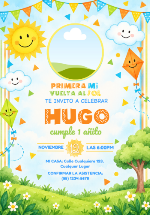 Invitación Primer Añito Editable 'Mi Primera Vuelta al Sol'