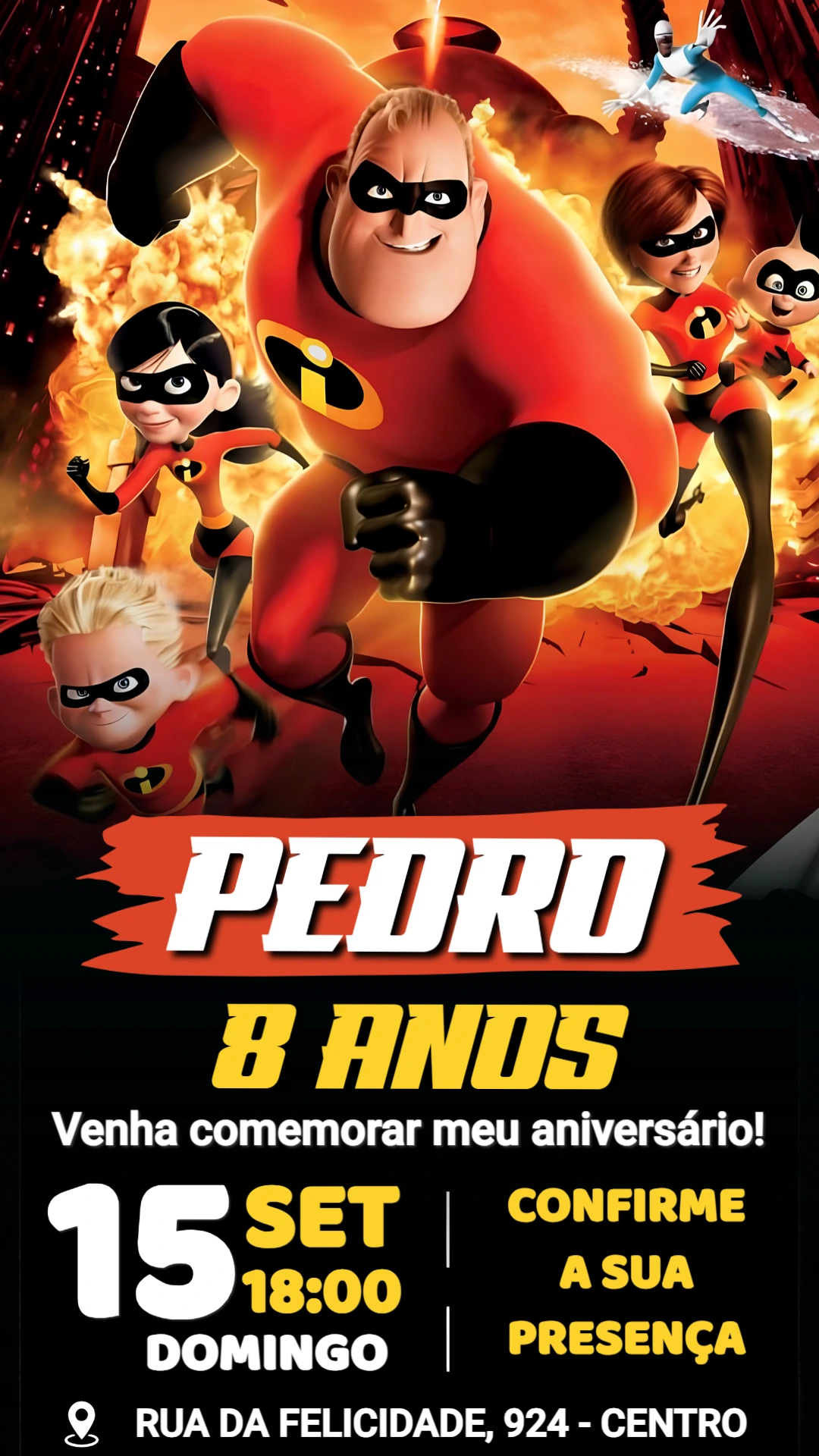 Convite de Aniversário Os Incríveis Digital para Editar Convite de Aniversário Os Incríveis Digital para Editar