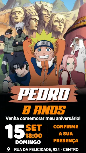 Convite de Aniversário Naruto: Modelo Digital para Editar