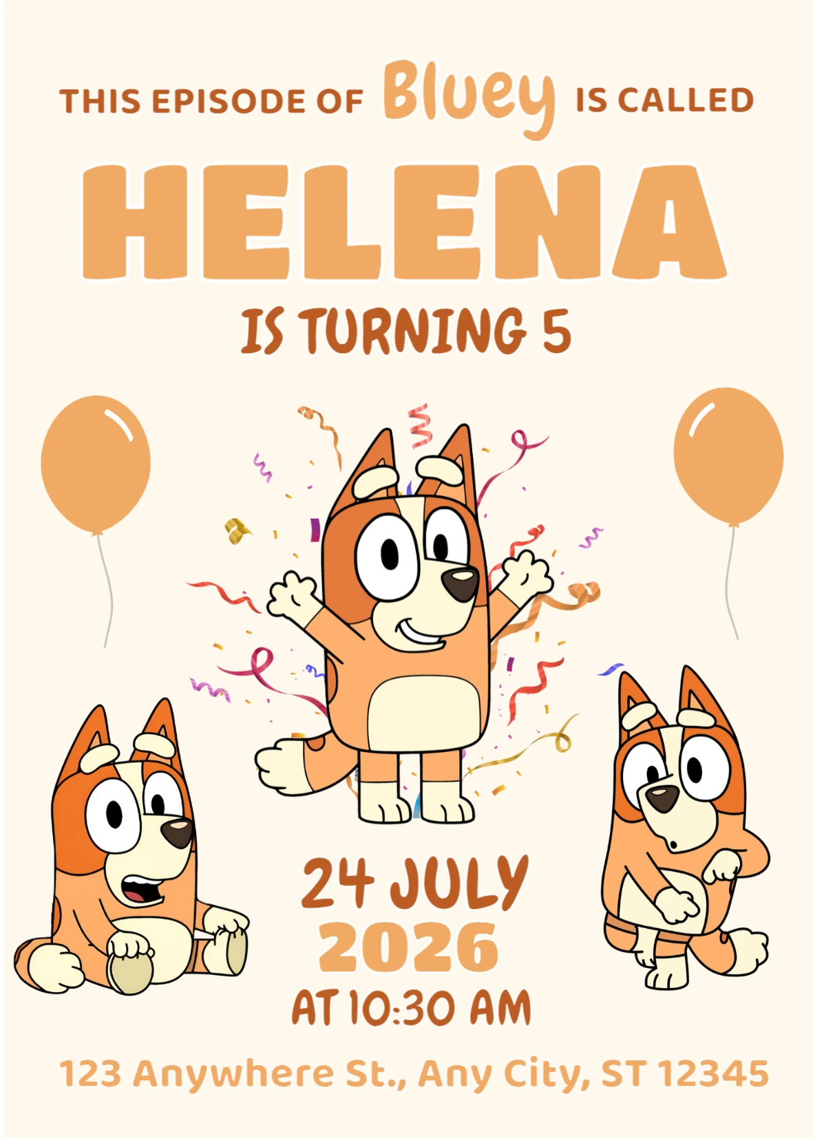 Bluey & Bingo Birthday Invitation | Episode Style Editable Card Bluey & Bingo Birthday Invitation | Episode Style Editable Card