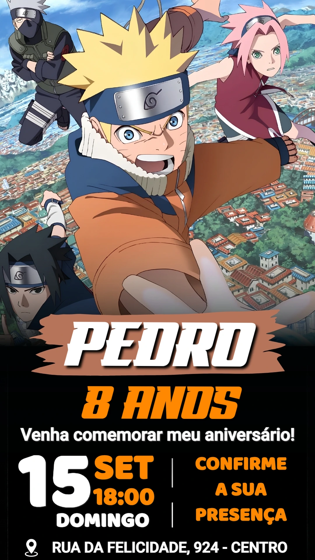 Convite de Aniversário Naruto Editável Online Convite de Aniversário Naruto Editável Online