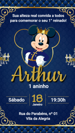 Mickey Mouse Birthday Invitation – Static – Festôu Convites