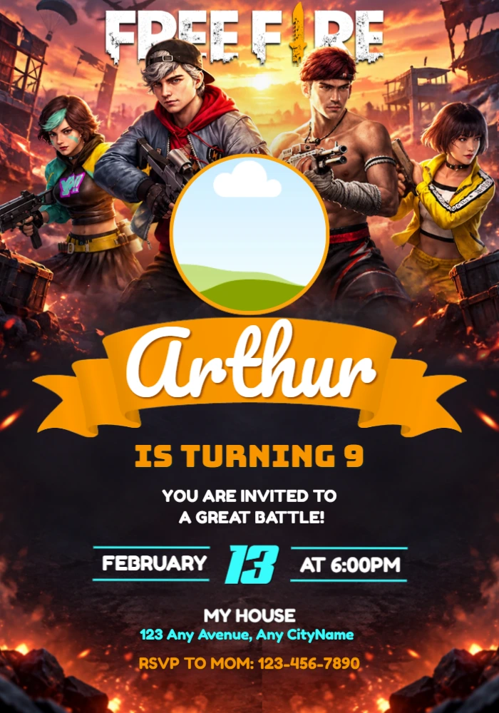 Free Fire Birthday Invitation | Editable Digital Template Free Fire Birthday Invitation | Editable Digital Template