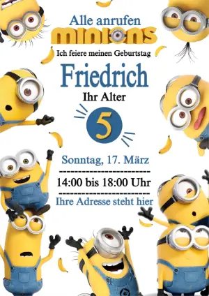 Minions Geburtstagseinladung | Digitale Vorlage zum Bearbeiten
