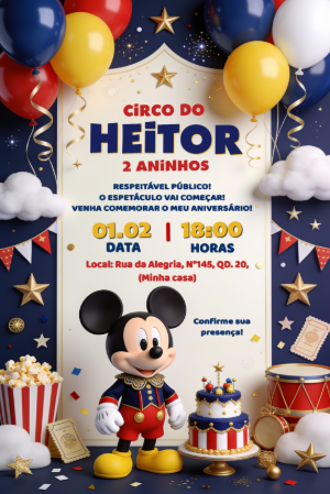 Mickey Mouse Birthday Invitation – Static – Borboleta Convites