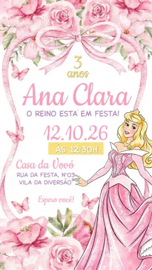 Invitación de cumpleaños Princesas – Estático – Convide aê!