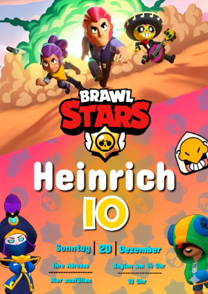 Brawl Stars Geburtstagseinladung zum Bearbeiten