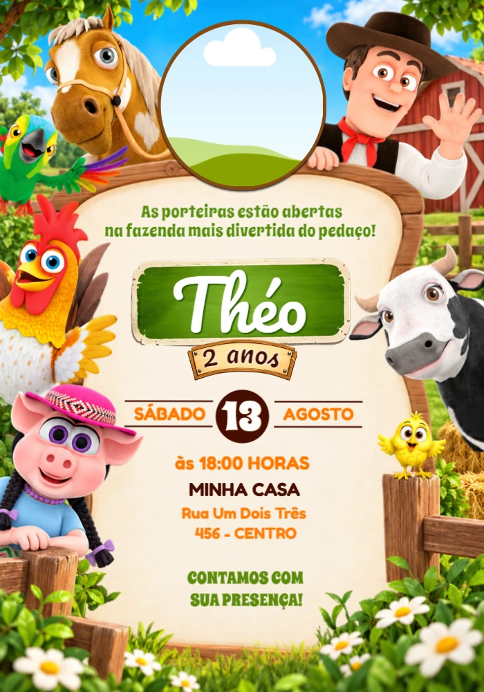 Convite Aniversário A Fazenda do Zenon com Foto para Editar Convite Aniversário A Fazenda do Zenon com Foto para Editar
