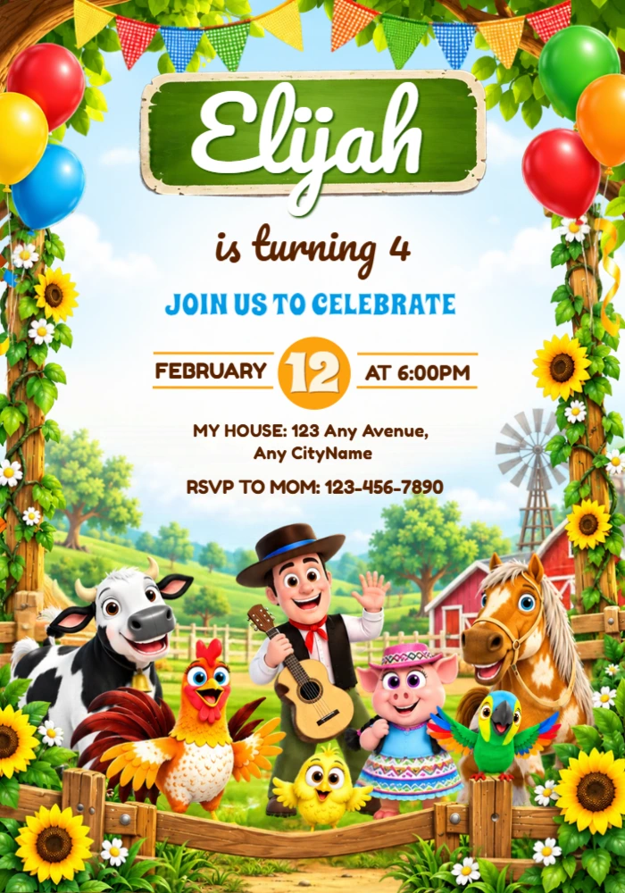 Zenon's Farm Birthday Invitation | Editable Digital Template Zenon's Farm Birthday Invitation | Editable Digital Template