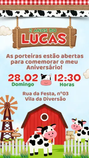 Convite de Aniversário Vaquinha da Fazendinha para Editar