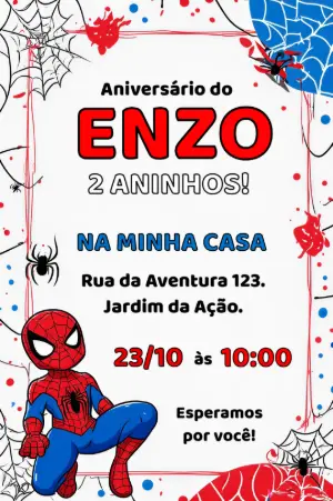 Invito di compleanno Spider-Man – Statico – André Luís Vieira