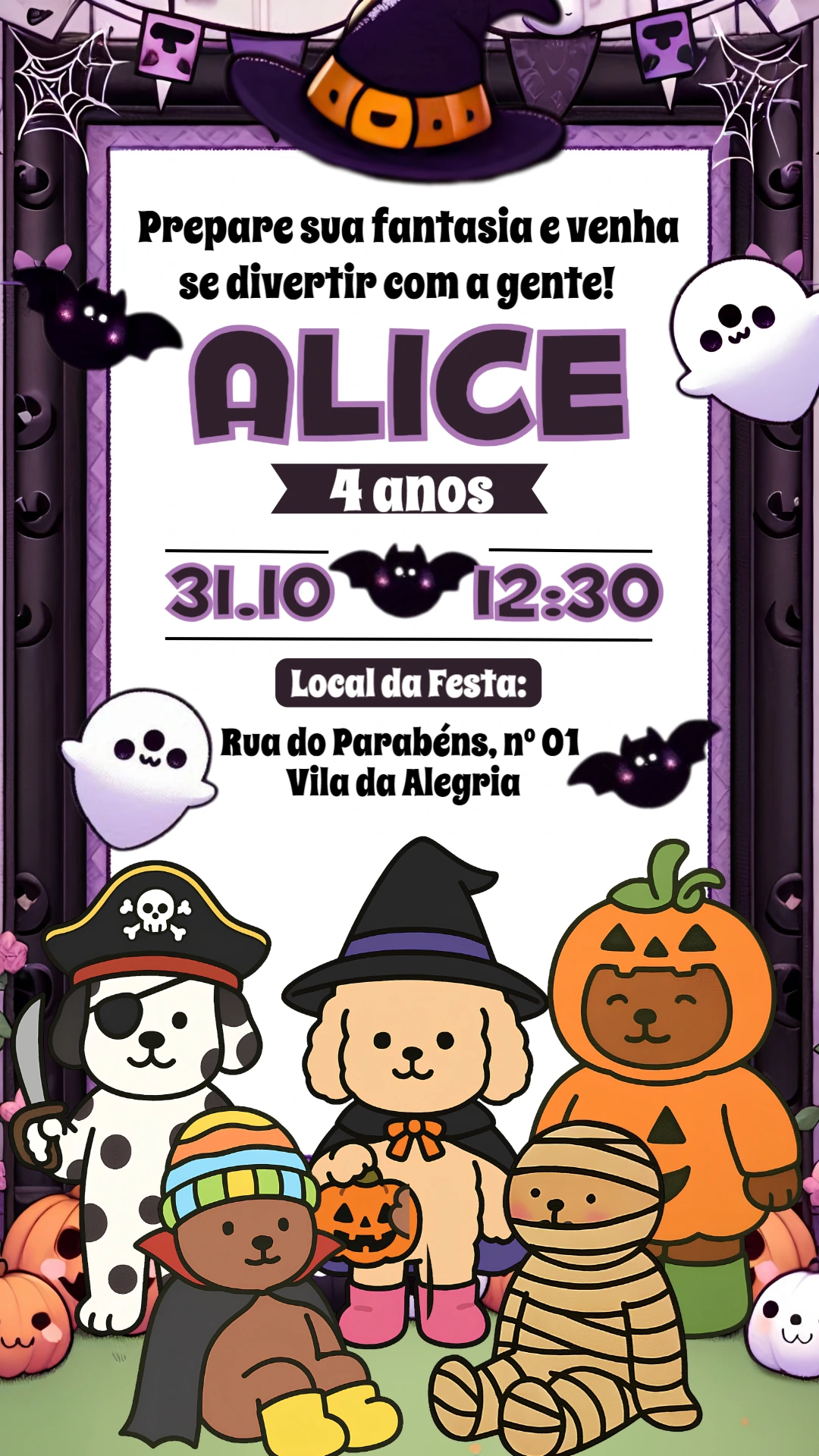 Convite de Aniversário Halloween Bob Gods para Editar Online Convite de Aniversário Halloween Bob Gods para Editar Online