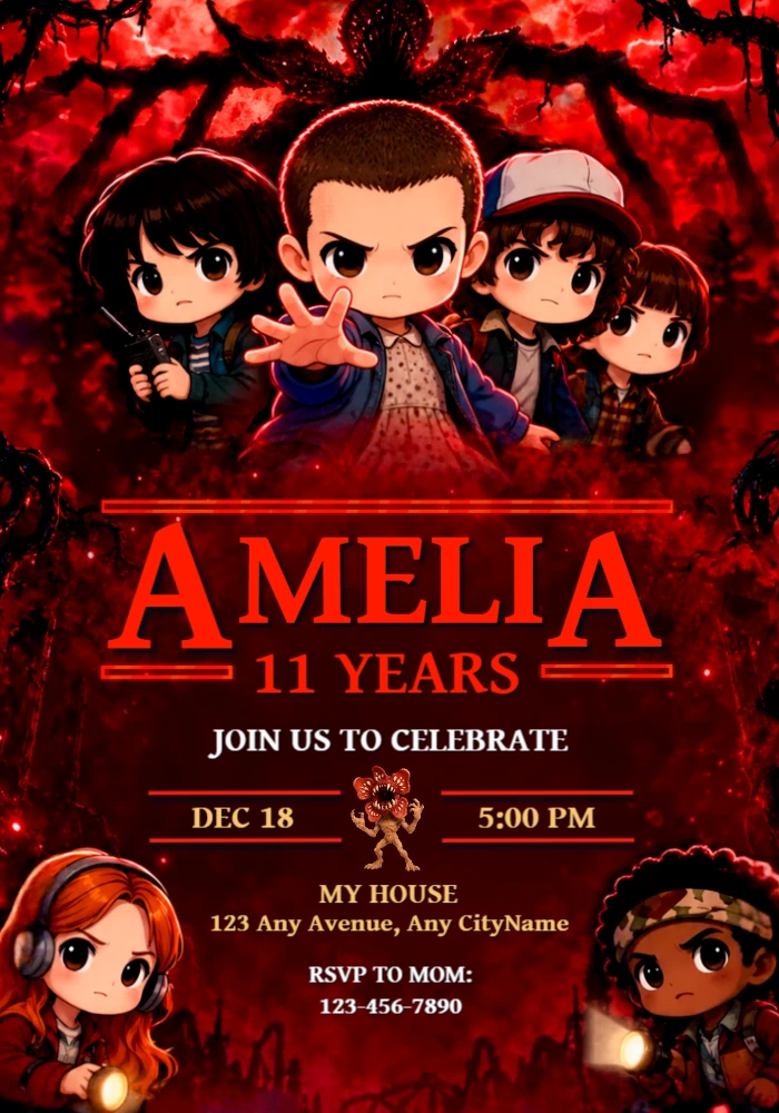 Stranger Things Birthday Invitation | Editable Digital Template Stranger Things Birthday Invitation | Editable Digital Template