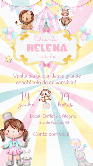 Invitation d'anniversaire Cirque – Statique – Felicity Artes