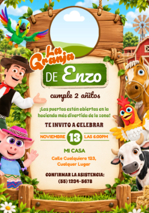 Invitación de Cumpleaños La Granja de Zenón para Editar