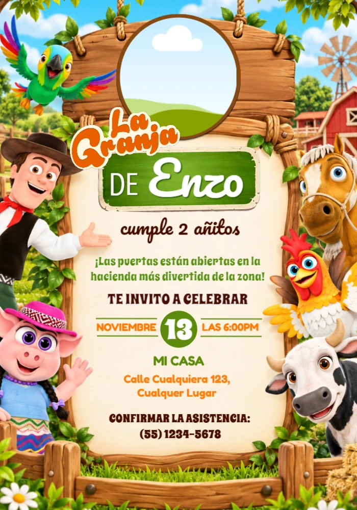 Invitación de Cumpleaños La Granja de Zenón para Editar Invitación de Cumpleaños La Granja de Zenón para Editar