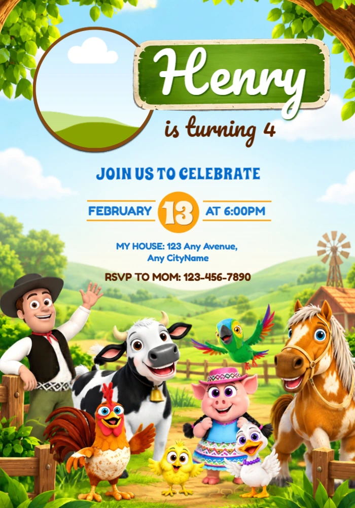 Zenon's Farm Birthday Invitation | Editable Digital Template Zenon's Farm Birthday Invitation | Editable Digital Template