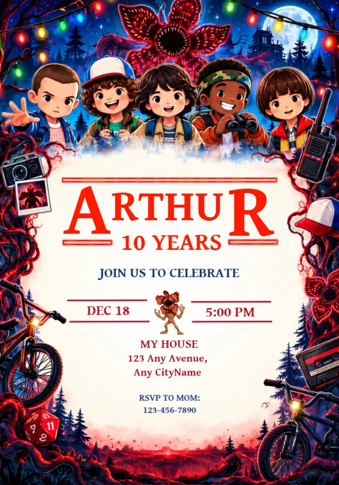 Stranger Things Birthday Invitation | Editable Digital Template Stranger Things Birthday Invitation | Editable Digital Template