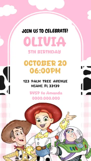 Invitation d'anniversaire Toy Story – Statique – Gley Leobas