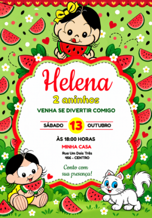 Convite de Aniversário Magali Baby para Editar Online