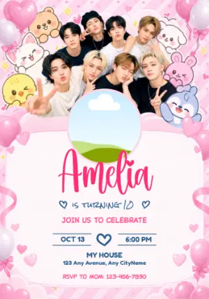 Stray Kids Birthday Invitation with Photo | Editable Template
