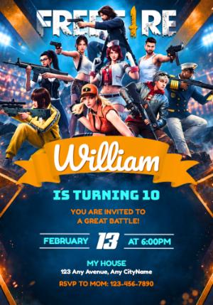 Editable Free Fire Birthday Invitation Template