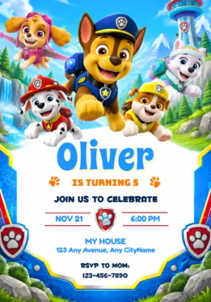 Paw Patrol Birthday Invitation: Hero Pups Editable Template