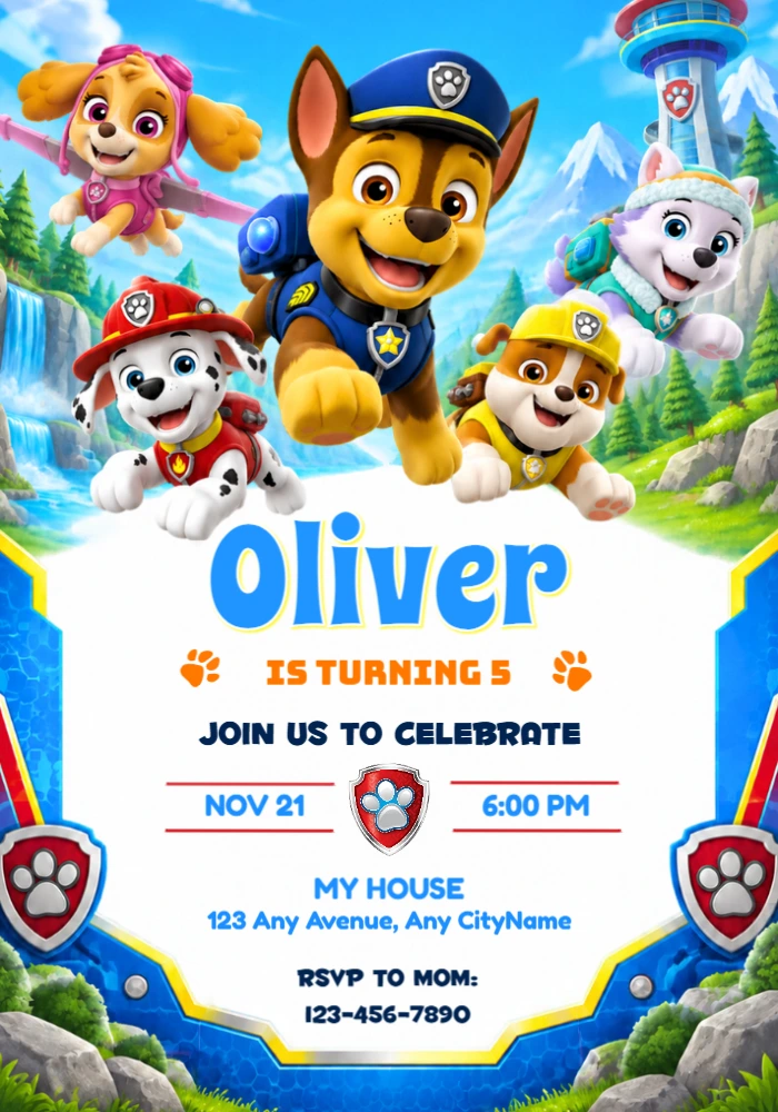 Paw Patrol Birthday Invitation: Hero Pups Editable Template Paw Patrol Birthday Invitation: Hero Pups Editable Template