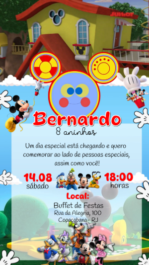 Vídeo Convite A Casa do Mickey Mouse para Editar Online