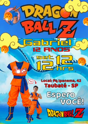 Convite Animado Dragon Ball Z: Vire o Goku com sua Foto IA Editável!