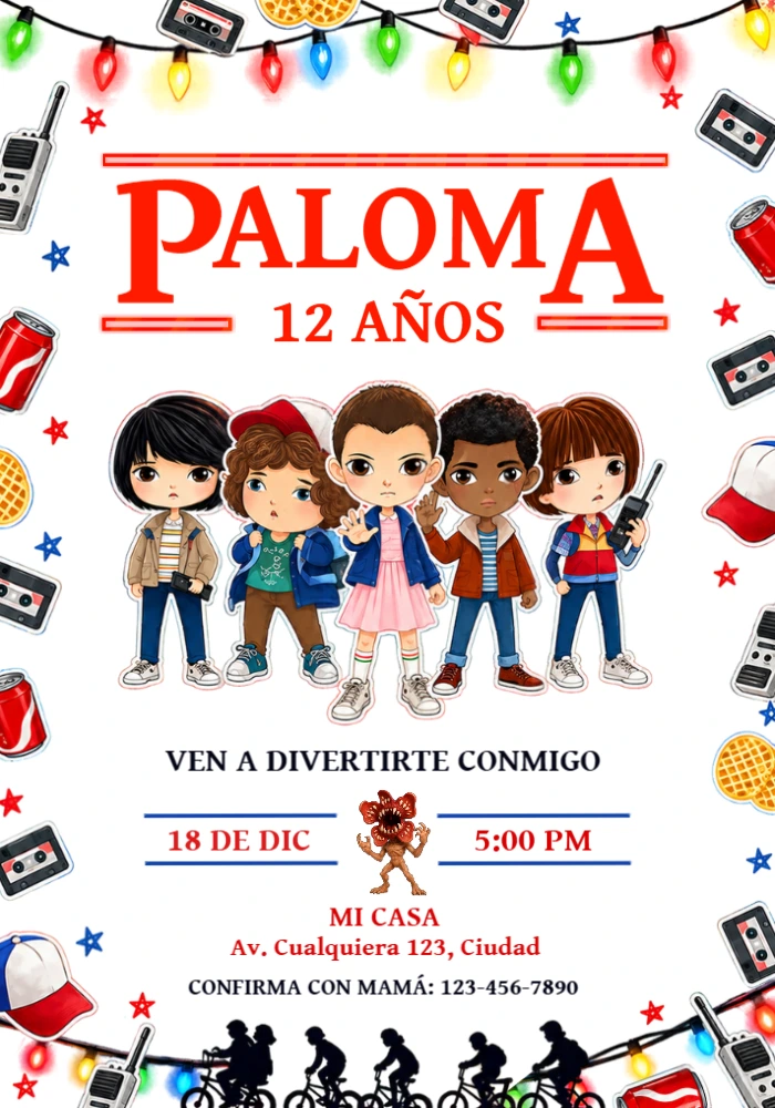 Invitación de Cumpleaños Stranger Things Editable Invitación de Cumpleaños Stranger Things Editable