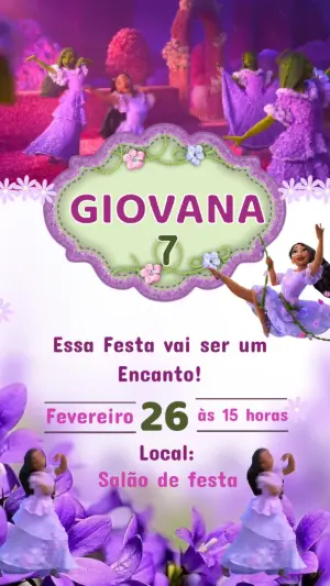 Convite Animado Encanto para Aniversário Infantil Editável