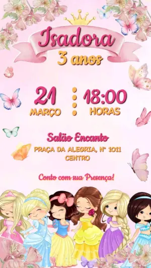Invitación de cumpleaños Princesas – Estático – Maira Chediac
