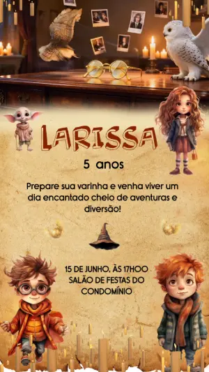 Convite Animado Aniversário Harry Potter para Editar