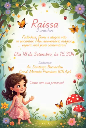 Invitación de cumpleaños Jardín encantado – Estático – Gisele