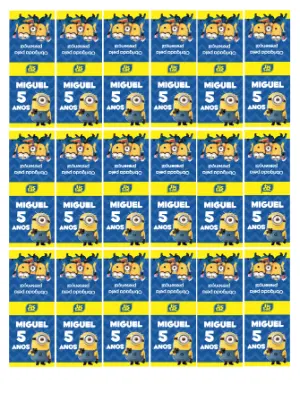 Rótulo Editável para Tic Tac Festa Minions Aniversário Infantil