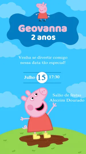 Convite de Aniversário Peppa Pig para Editar Online