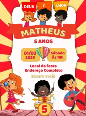 Convite Aniversário 3 Palavrinhas para Editar Online