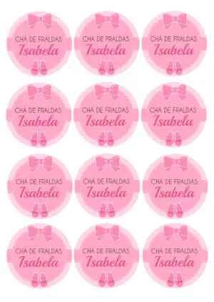 Adesivo Chá de Fraldas Menina com Sapatilhas para Editar